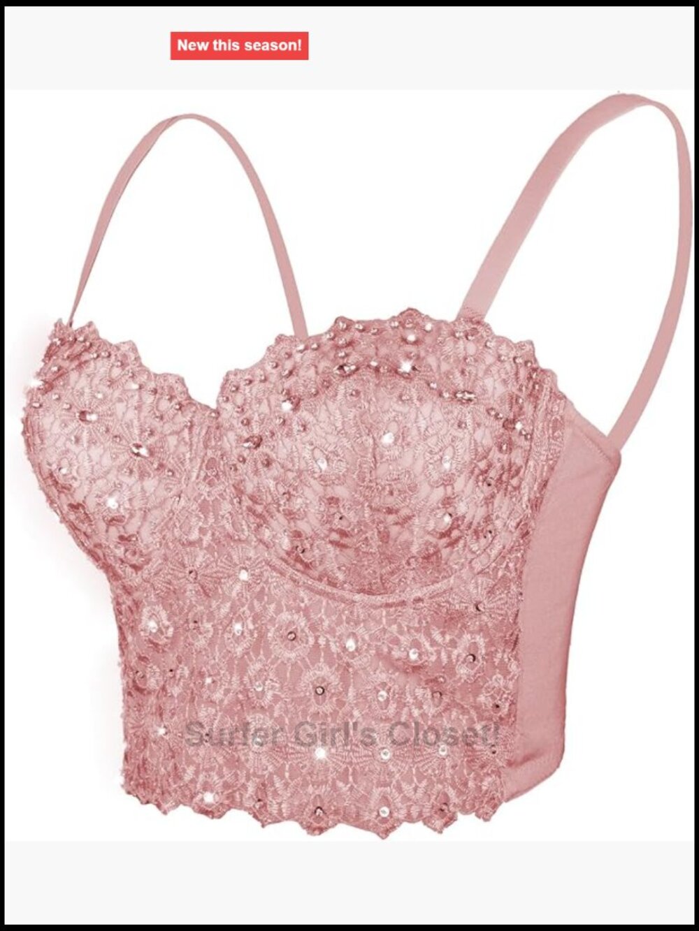 ELLACCI Women's Rhinestone Mesh Bustier Crop Top Corset Bra with Underwire
